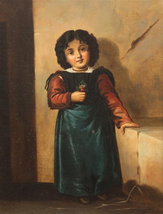 19th century Continental School, oil on canvas, Portrait of a child, 53 x 41cm.